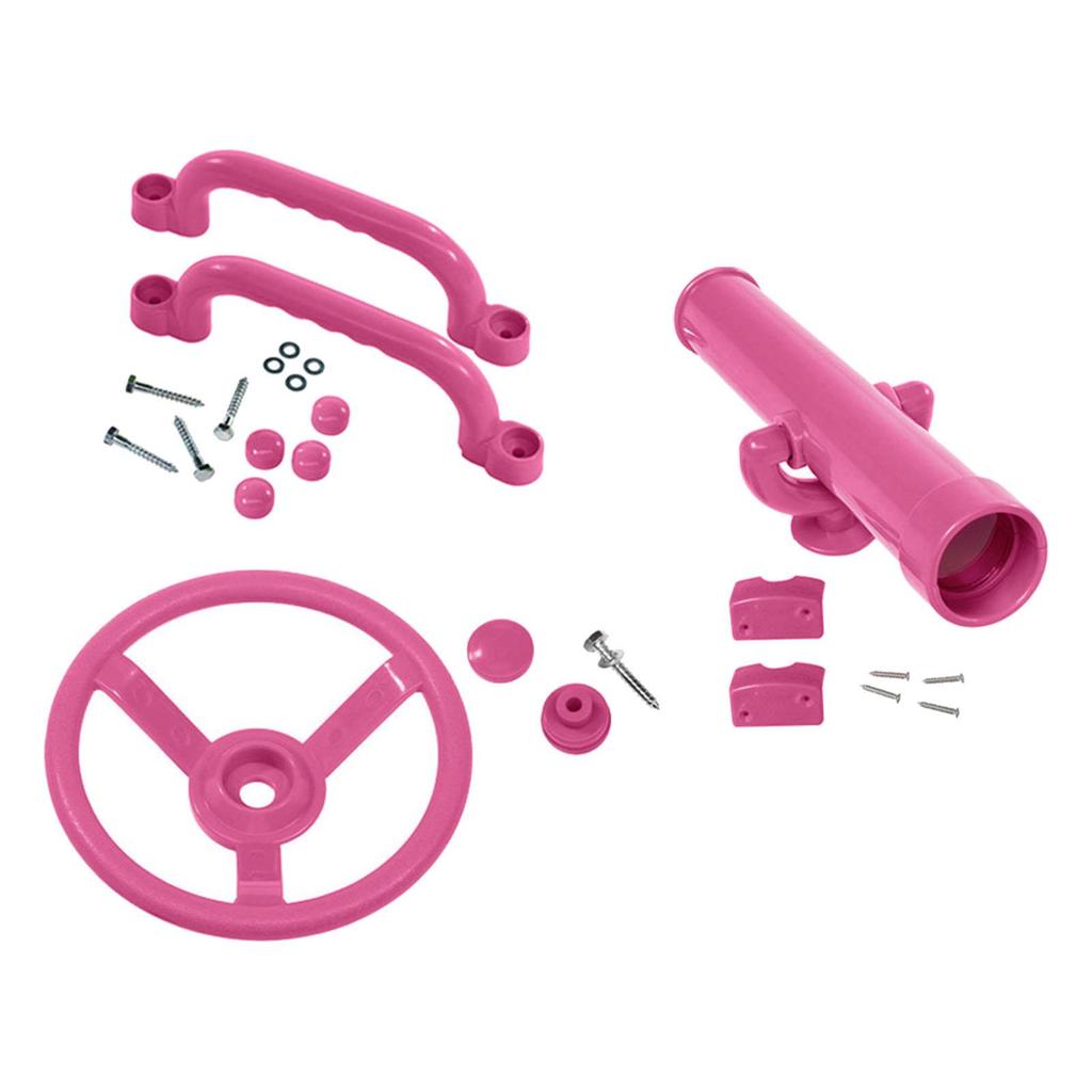 Playground Equipment Swingset Attachments Pink Set Pirate Ship Wheel for Kids Playhouse Climbing