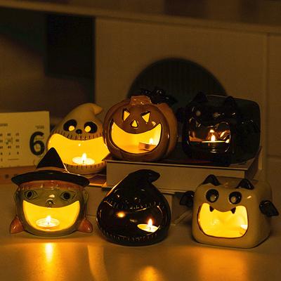 Kerzenlichthalter Kawaii Keramik Geist Kerzenständer Halloween Gruselige Atmosphäre Ornamente Party Desktop Dekoration Requisiten Geschenk