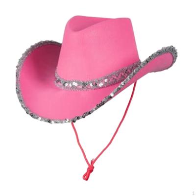 Western Stil Damen Cowboyhut Paillettenrand Cowgirl Hüte für Junggesellinnenabschied Verlobungsparty Kostüme