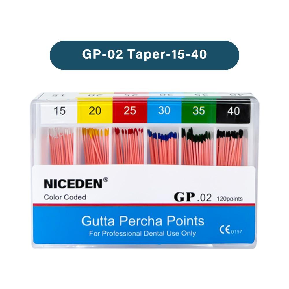 Niceden Dental Gutta Materials Percha Root Points Endodontics Cotton Fiber Tips Dentistry GP Canal Taper 02 04 06 #15-40 F1-F3