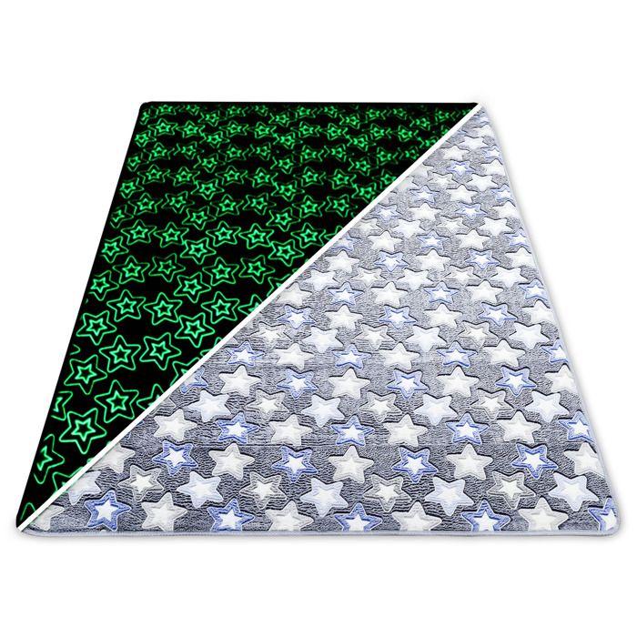 Tapis chambre d'enfant lumineux 160x220 cm - tapis enfant tapis de jeu fluo lavable Mélange d'étoiles grises