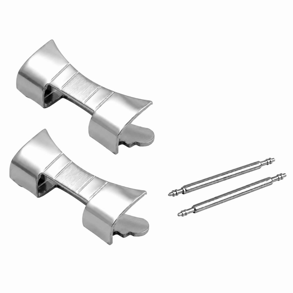 

Stainless Steel Watch Strap End Link Metal Wristband Curved End Bracelet Adapter Watch Accessories серебряный
