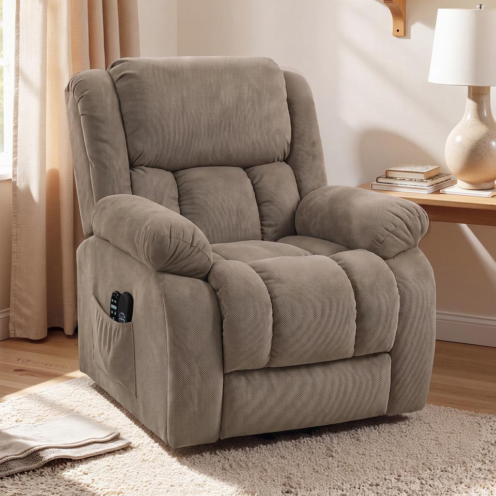 Electric Reclining Chair, Brown, Heating, Vibration Massage