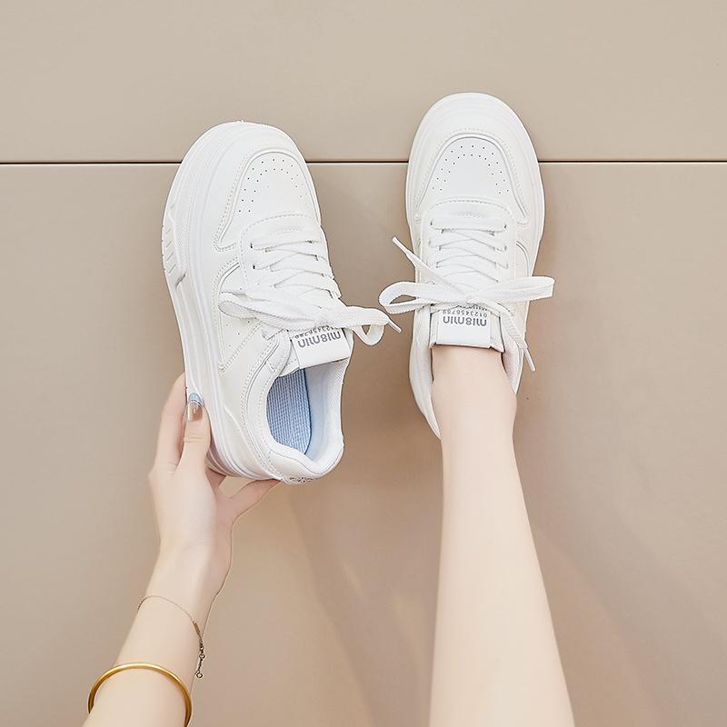 Fashion Sneakers White Skateboard Shoes Female Students Platform Heightening Sports Board Shoes Casual Flat Shoe Outdoor Travel Shoes