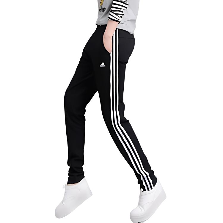 Adidas Striped Design Comfortable Soft Simple Mid-Rise Retro Sports Long Pants Knitted Sports Pants Women bottoms Black BK5209