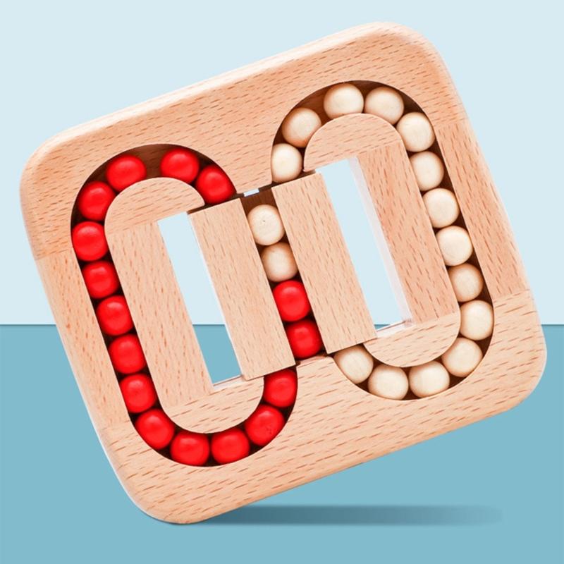 Interactive Wood Bead Puzzle Toy for Kids and Adult with Rotating Beans to Boost Cognitive Ability Fun Family Activity