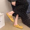 Fashion Shoes Cover Toe Loafers Woman's Slippers Platform Slides 2025 Spring Loafers Female Shoes House Slippers Platform Cover Toe Slid
