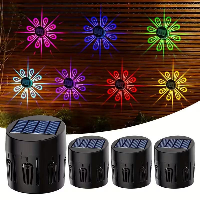 2/4PCS Solar Shadow Wall Lights Waterproof Warm White/RGB Solar Projection Lights Outdoor Garden Lamp for Lawn Patio Fence Decor