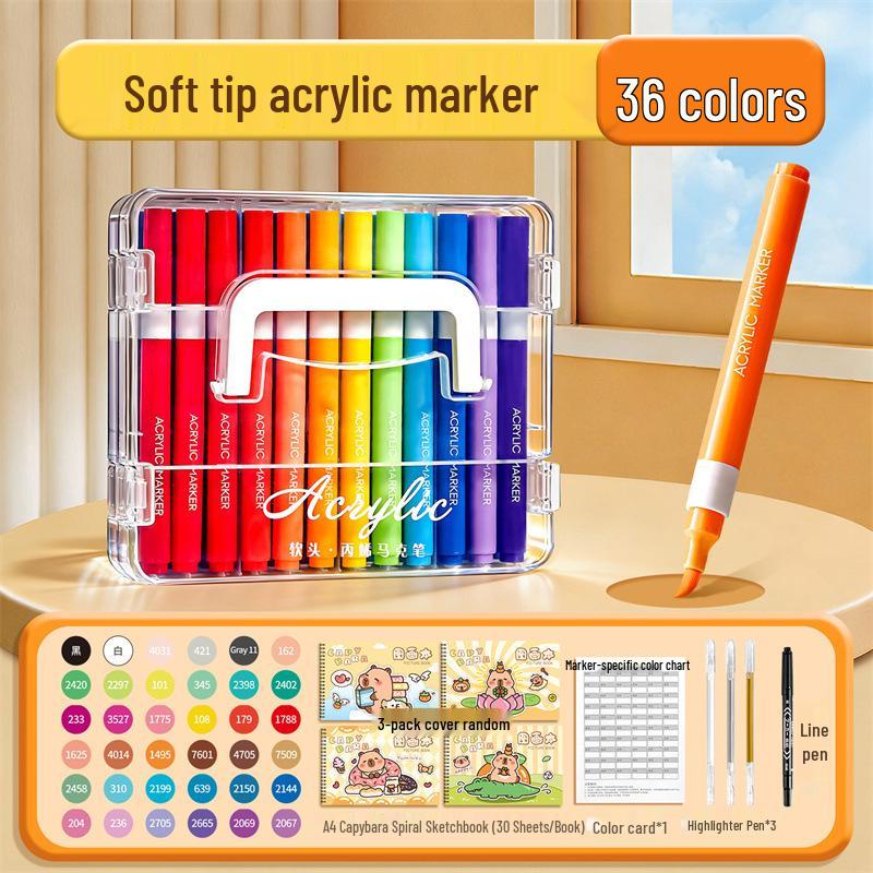 Opaque Multi-Color Acrylic Markers with Soft Tip, Waterproof for Students & Kids' Art, Kindergarten, Graffiti