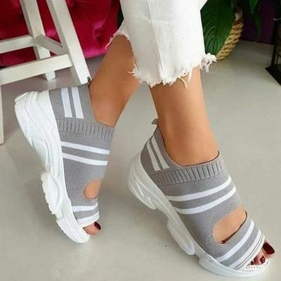 Woman Knitted Sandals Summer Platform Comfortable Sandals Sports Shoes Female Slip On Peep Toe Ladies Sneakers
