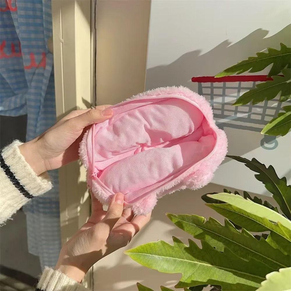 Large Capacity Plush Pen Bag Multifunctional Kawaii Cosmetic Pouch Cartoon Pencil Case  for Student