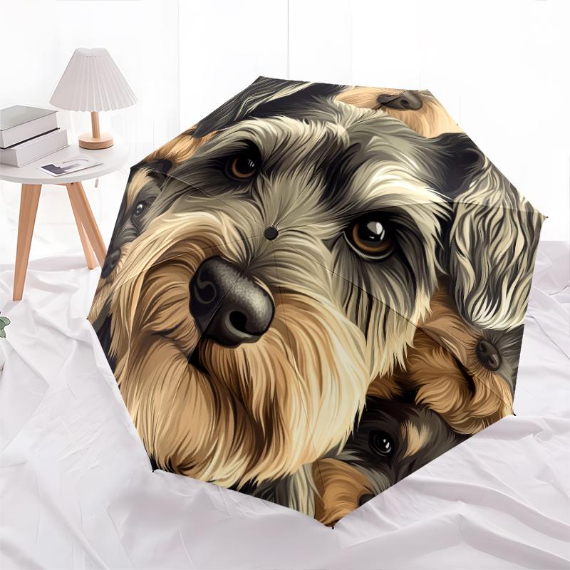 Schnauzer Pattern, Automatic Folding Umbrella, Portable and Foldable Design, 8 Ribs, a Christmas or Birthday Gift.