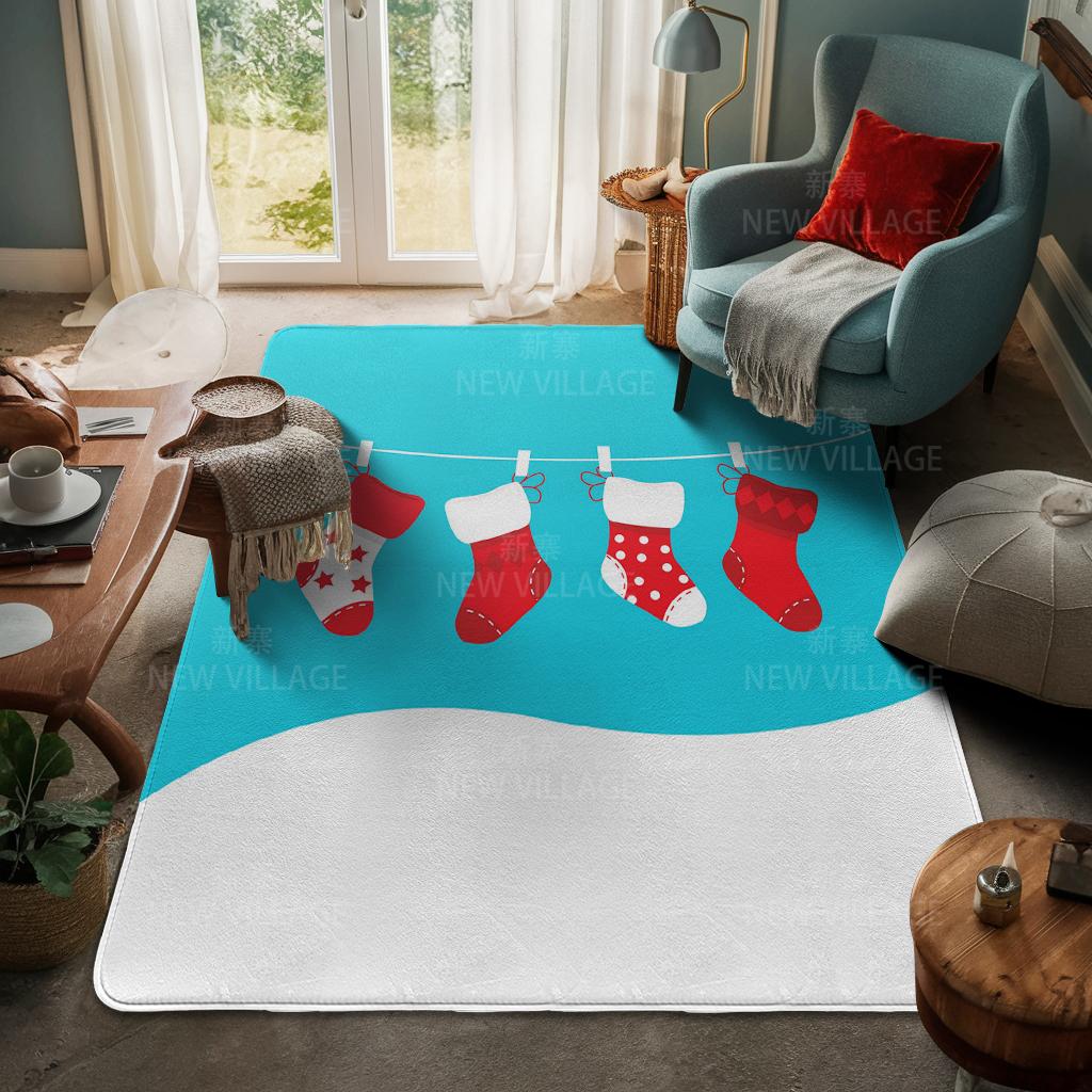 House Entrance Carpet Home Door Mat Living Room Bath Foot Bathroom Non-slip Water Absorption Rugs Bath Merry Christmas Winter