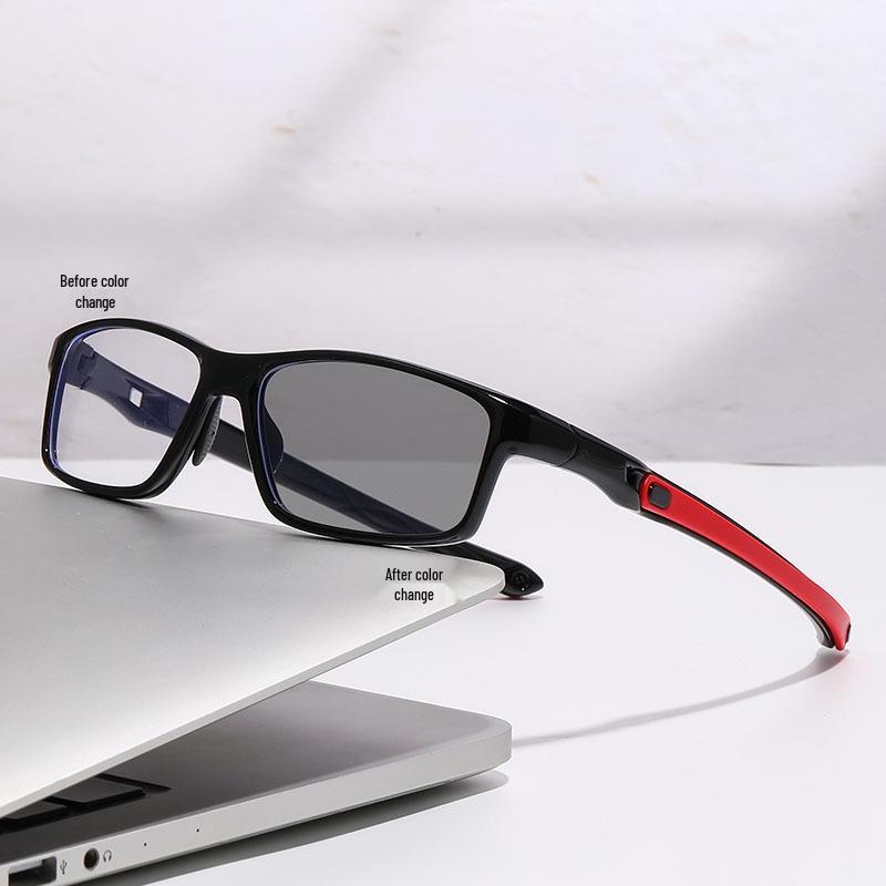 Photochromic Progressive Multifocal Anti-Blue Light Reading Glasses Zero Magnification Anti-Blue Light