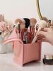 1pc Pink Makeup Brush Case With Zipper,Transparent Waterproof Travel Makeup Brush Holder ,Portable Makeup Brush Bag