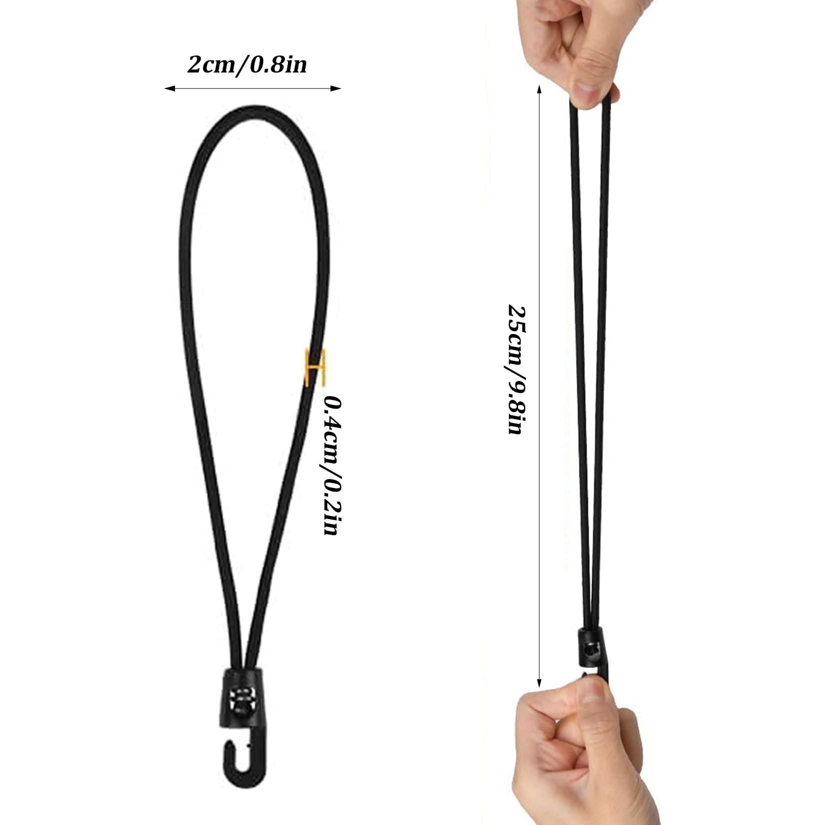 

25pk 25cm Elastic Straps w/ Hooks - Bungee Cords for Tarps, Tents & Camping
