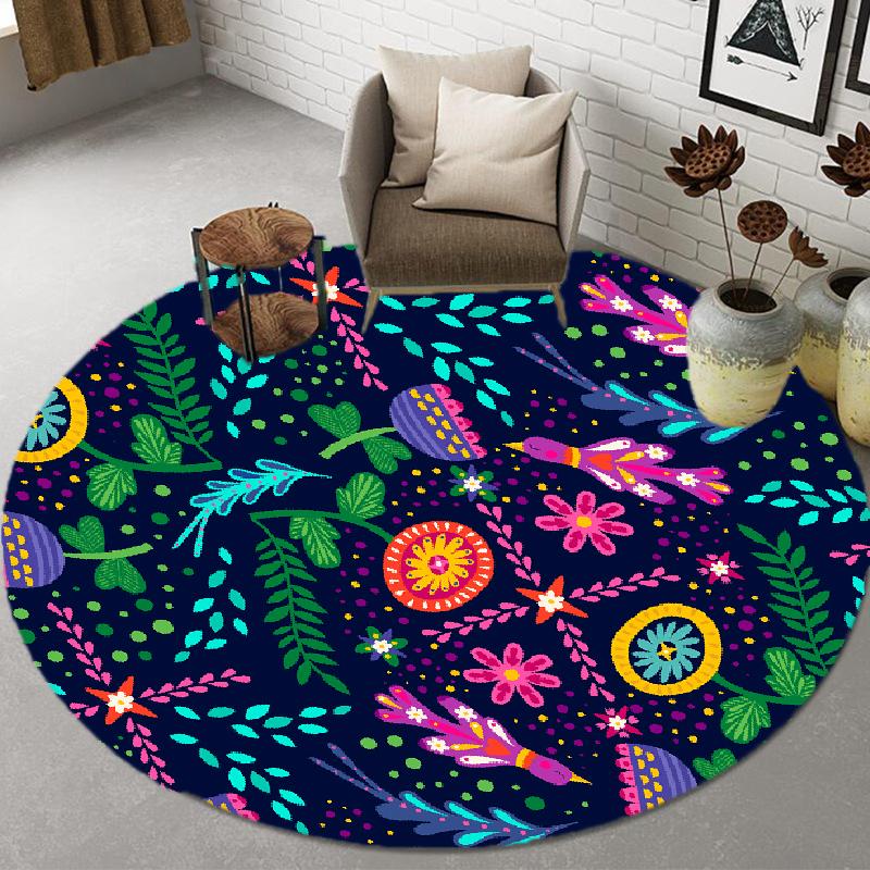 Baby Crawl Cartoon Carpet Modern Floor Mats Skull Mandala Children 'S Room Carpet Bedroom Home Living Room Round Carpet