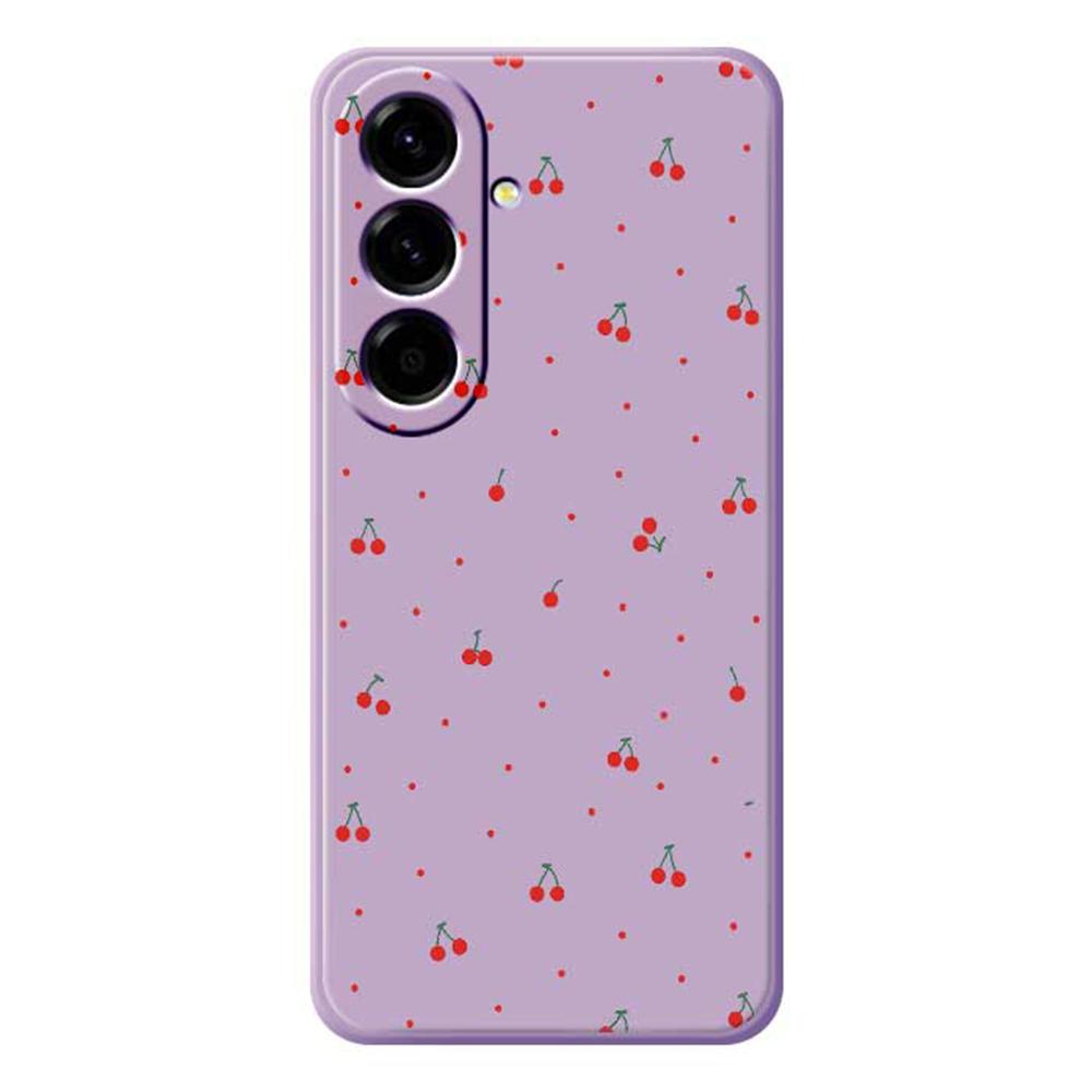

Чохол для Samsung Galaxy A56 5G, червоний візерунок вишні, прямі краї, ТПУ задня кришка телефону C