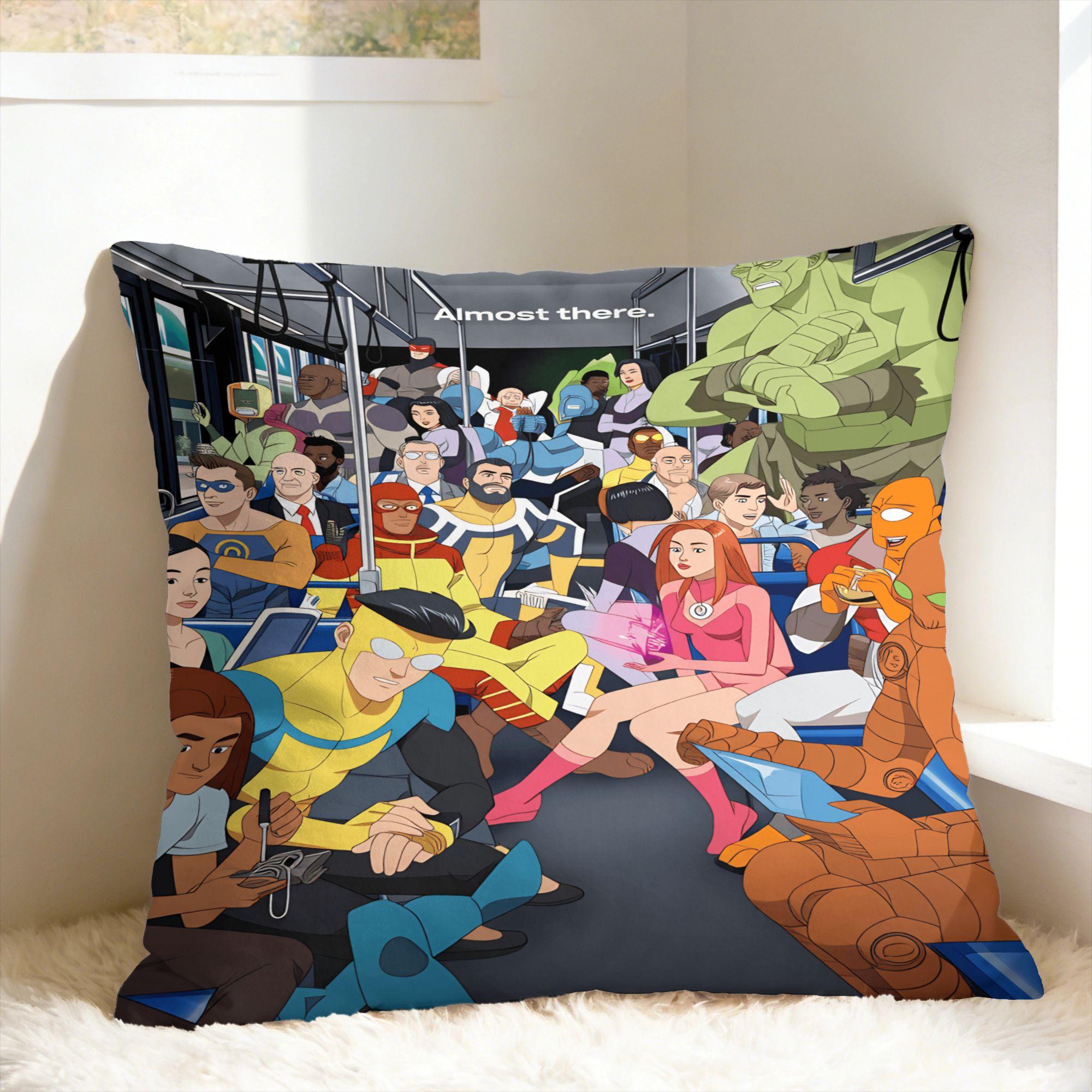 Comic I-Invincible Hero Omni Man Pillow Case Novelty Pillow Cover Custom Pillowcases For Living Room Bed Chair Peach skin 18*18(CM)-1Pcs
