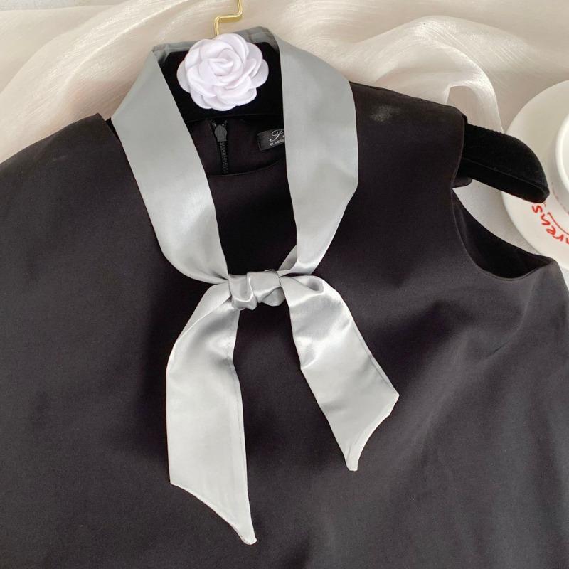 Imitation silk scarf, long strip, high-end feeling, multi-purpose neck protector, small scarf, tied bag, streamer, headscarf, headband, waist belt.
