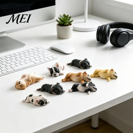 Decorative Dog Statue Simulated Sleeping Model, Realistic Lying French Bulldog Figurine, Mini Handcrafted Figurine PVC Animal Educational Toy