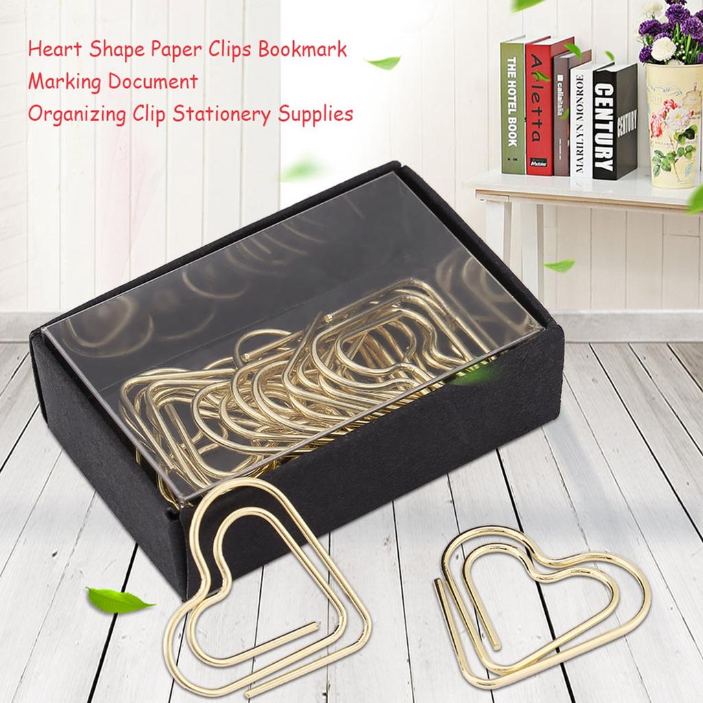 12pcs Heart Shape Paper Clips Bookmark Marking Document Organizing Clip Stationery Supplies