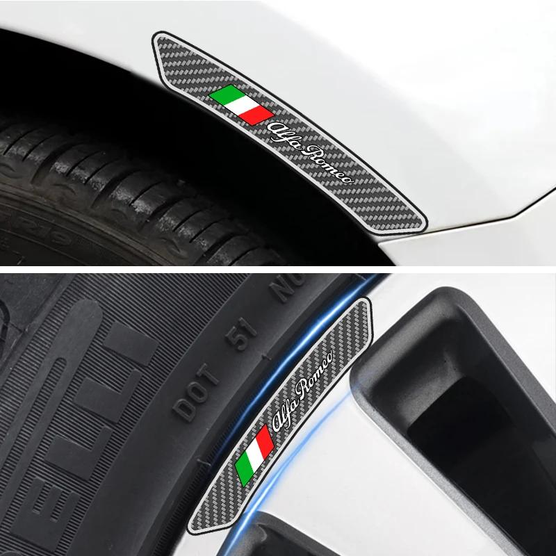 4Pcs Car Rims Wheels Curved Carbon Fiber Sticker Decal For Alfa Romeo Giulia Stelvio Giulietta 156 159 147 Mito Tonale GT