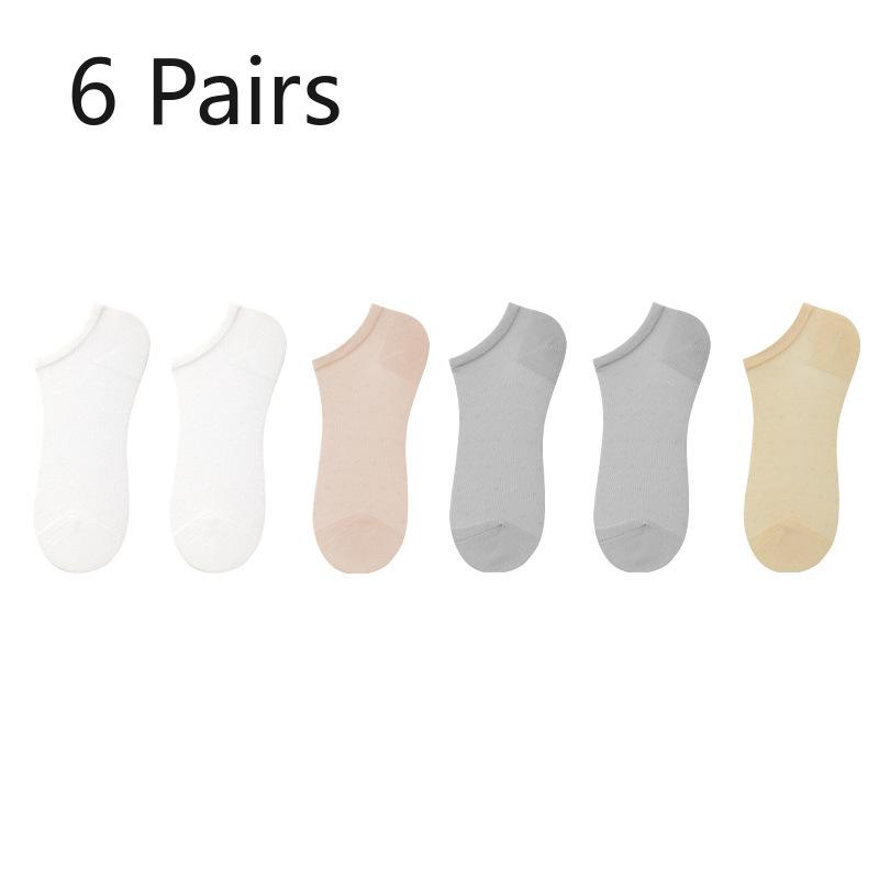6 Pairs of Summer Sweat-absorbing Thin Breathable Short Socks Mesh Socks Female Summer Thin Bamboo Fibre Socks Women's Models