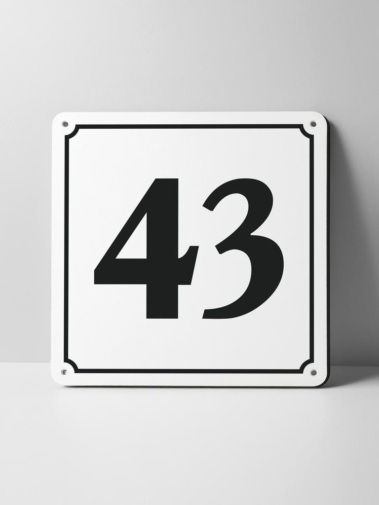 Metal Sign Black House Number On White Background Outdoor Wall Art Decor