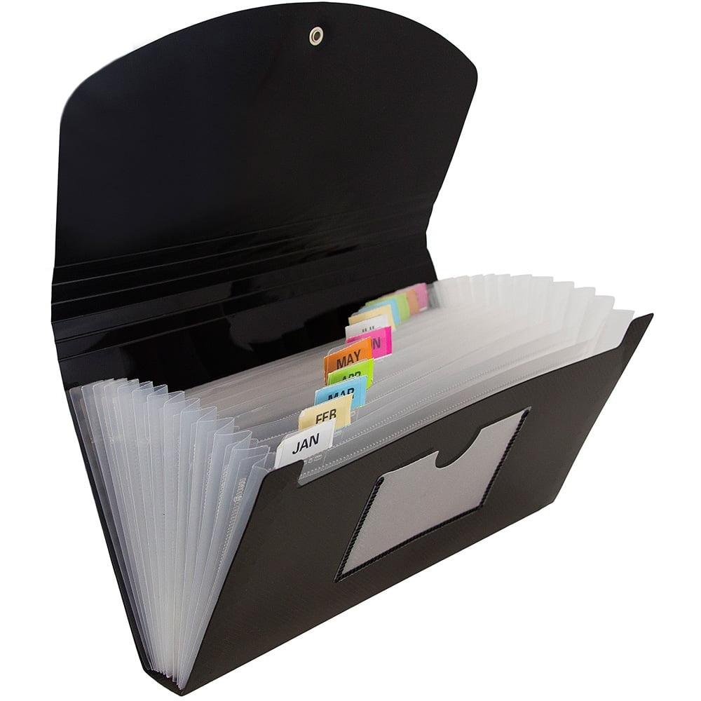 13 Pocket Expanding File Organizer with Elastic Closure Business Card Holder Receipts Documents Financial Records Storage