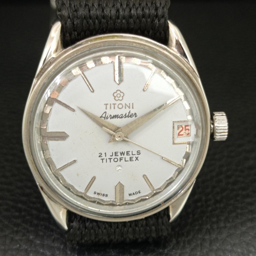 TITONI AIRMASTER TITOFLEX VINTAGE HAND-WINDING SWISS MENS GREY WATCH a705149-1