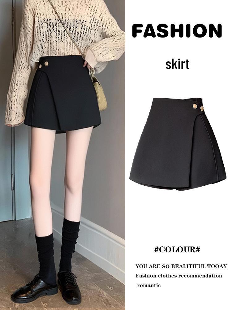 Trendy Irregular Black High Waist A-line Skirt for Women - Autumn Winter 2025
