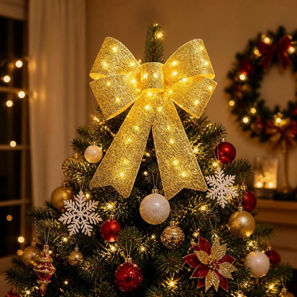 Glowing LED Christmas Bowknot Pendant Elegant Reusable Christmas Decoration Charms Portable Creative Xmas Tree Hanging Ornament