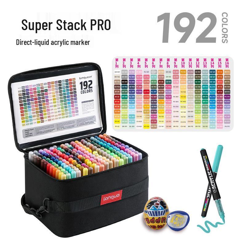 Lan Guo 288-Color Soft Tip Liquid Acrylic Markers Gift Box for Students & Children - Stackable Watercolor Pens