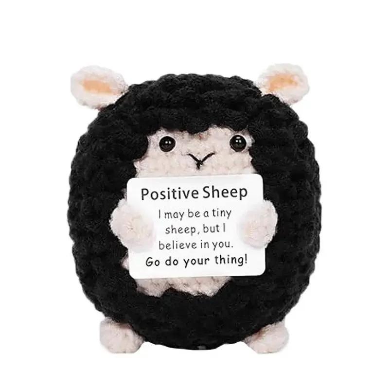 

Positive Message Encouragement Sheep Crochet Doll Ornaments - Believe in You Desk Decor Support Gift for Friends & Colleagues чорний