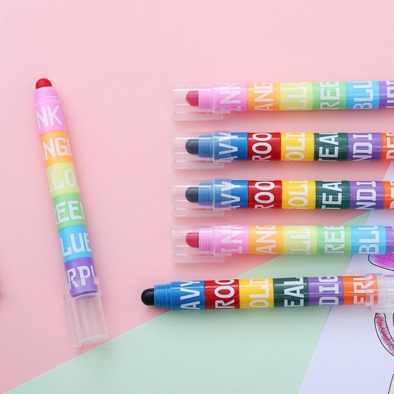 2Pcs Multicolor Highlighter 12-Color-in-1 Marker Round Broad Tip For Kid Card Making Journal Notebook Coloring Doodling