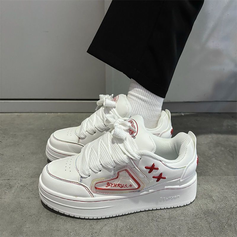 

Нишевый дофаминовый уличный шот, толстоподошвенные увеличивающие рост хлебные туфли, инс супер огонь, корейская версия хайстрит, универсальные повседневные скейтбордические туфли 40 белый