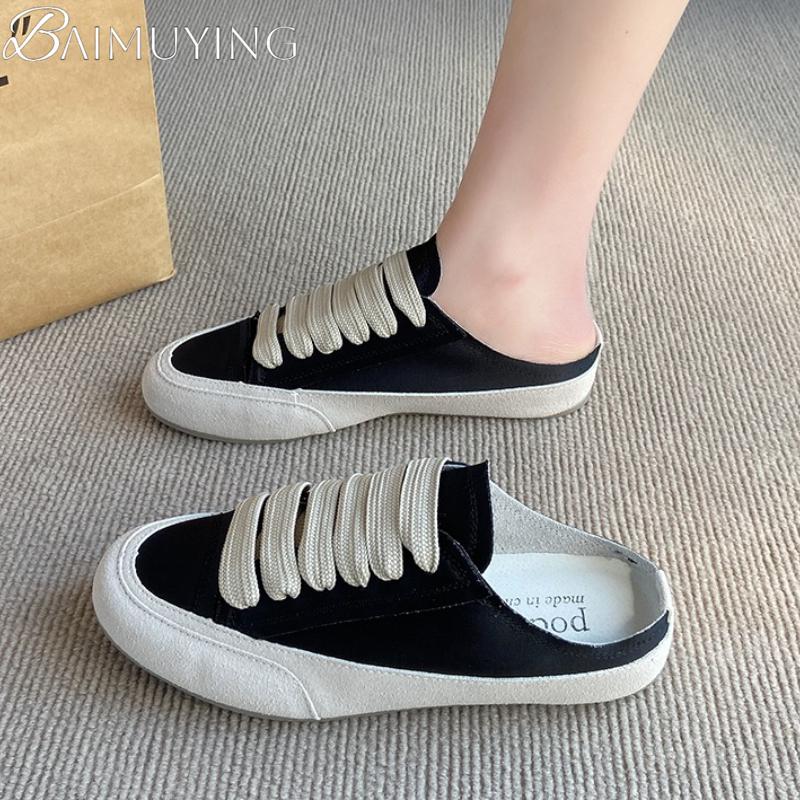 Women Flats Mules Shoes Casual Sport Sandals Summer Slippers New 2025 Trend Slingback Sneakers Woman Walking Lace Up Flip Flops