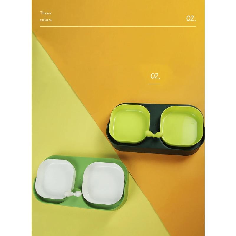 Pet Supplies Pet Cat Double Bowl Material Cartoon Cat Face Shape Food Water Feeding Bowl Non-slip Puppy Cat Feeder Accessories