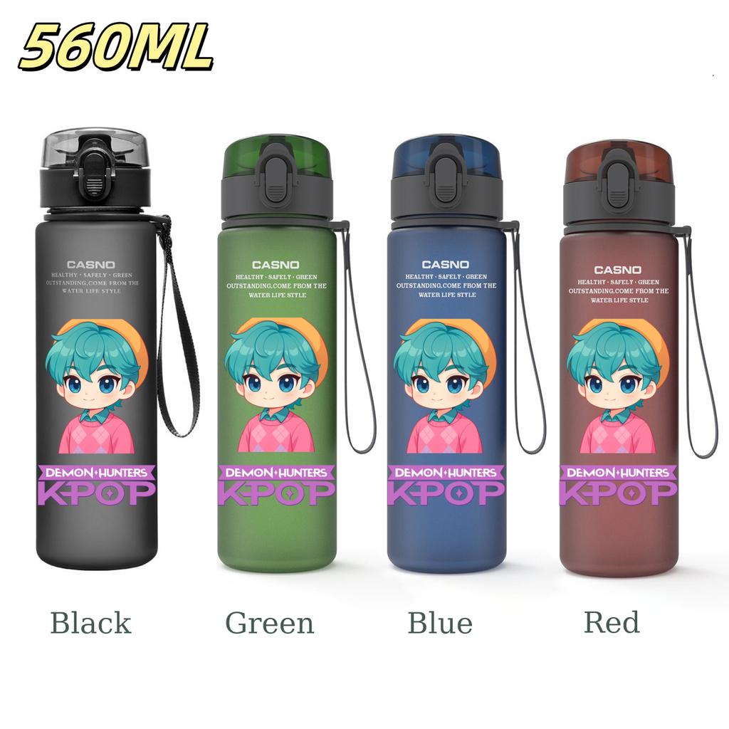 560ML KPop Demon Hunters Plastic Cartoon Pattern Water Cup Tall Superior Quality Children Outdoor Sports Drinking Water Bottle Birth Date Present