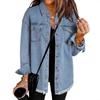 Damen Jeansjacke, Slim Fit Stretch Baumwolle Freizeit Oberbekleidung mit mehreren Taschen