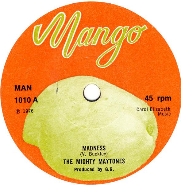 7inch Record MIGHTY MAYTONES  G.G. ALLSTARS  Madness  Mad Dub MAN1010 MANGO 1976 UK Reggae Ska  Dub Used