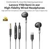 NYA Lenovo Y106 Trådbundna Hörlurar In-Ear Hörlurar Med Inline-Kontroll 3,5 mm USB Typ C Brusreducering HiFi Stereo Musik Hörlurar Med Mikrofon