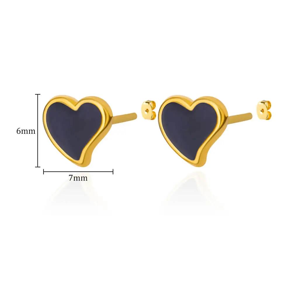 Stainless Steel Enamel White Heart Earring for Women Minimalist Gold Color Stud Earrings Waterproof Vacation Charm Zircon Gifts