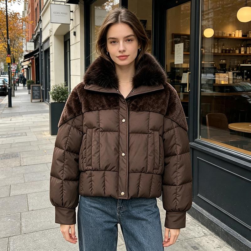 Big fur collar short down cotton clothes women's winter, unique and beautiful winter clothes thickened bread clothes thick coat