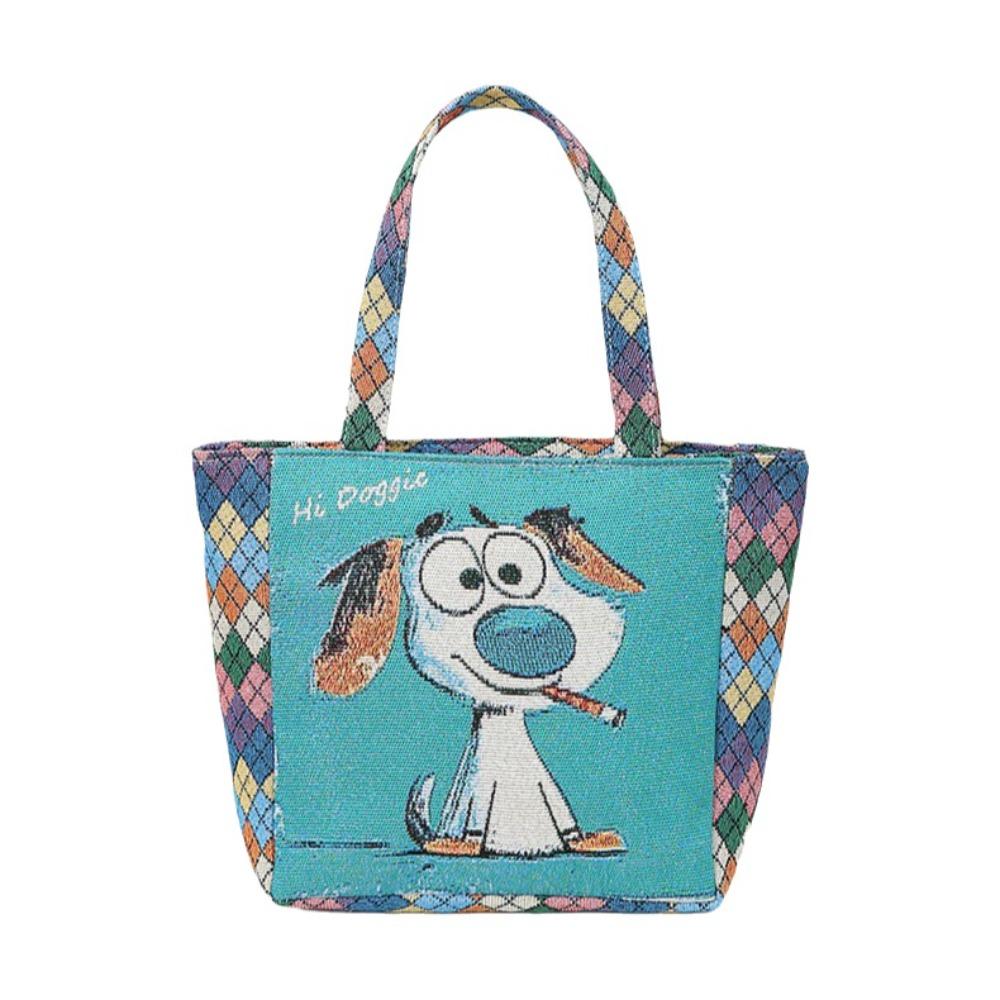 Portable Cat Ethnic Style Handbag Dog Giraffe Embroidery Tote Bag Canvas Animal Canvas Tote Bag Storage Bag