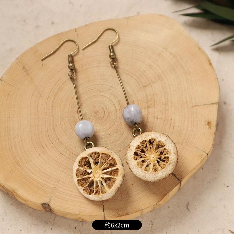 Original Design Traditional Chinese Medicine Plant Earrings Retro Literature Natural Fruit Handmade Long Earrings Women