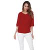 Large Size Top Women's Solid Loose Bat Sleeve V-neck Short Sleeve T-shirt