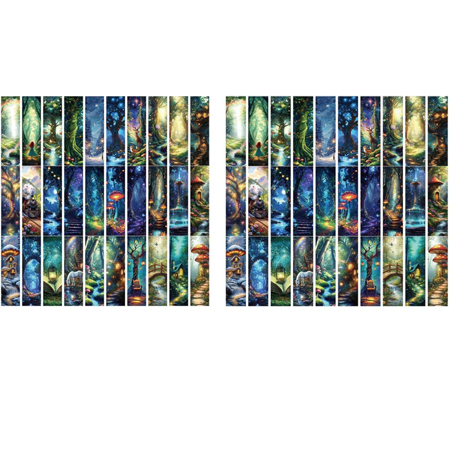 30pcs/60pcs Mysterious Forest Bookmark Simple Handheld Art Creative Material Ins Reading Paper Bookmarks Can Be DIY