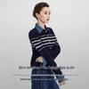Navigare Women's Striped Faux Two-Piece Wool Cardigan